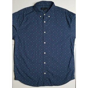 Aeropostale Long Sleeve Button Down Blue New Age Retro Rockabilly Shirt Men's L